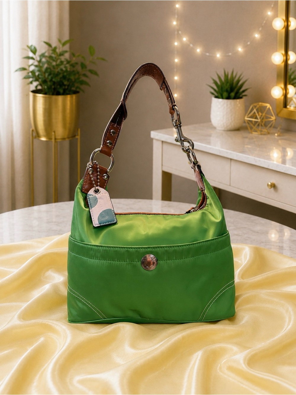 COACH Hampton Hobo     Pistachio Satin
Medium Shoulder Bag Tote Purse
F11668
